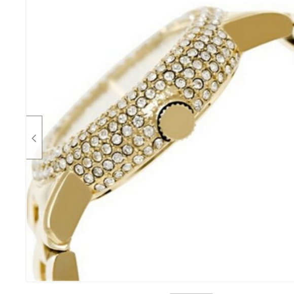 UNIQUE MARC JACOBS MARCI GOLD TONE, CRYSTAL, STAINLESS STEEL LINK BRACELET WATCH - Picture 6 of 7